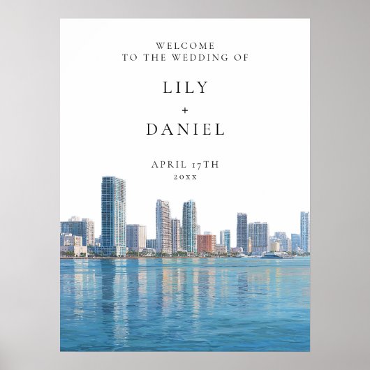 Miami Skyline Wedding Welcome Sign Poster (Voorkant)