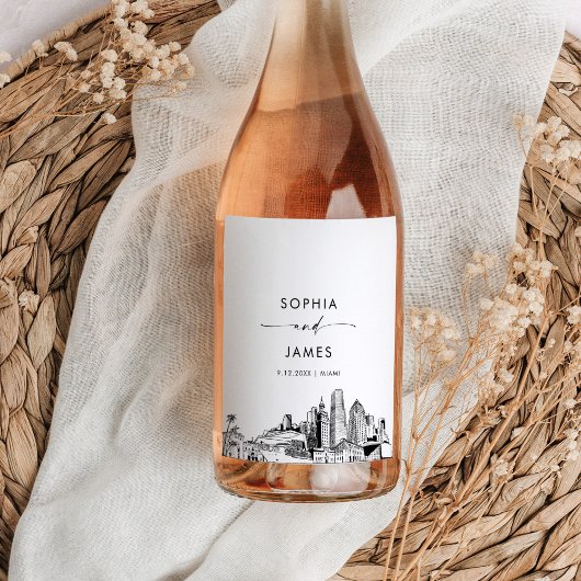 Miami Skyline Wijn Etiket