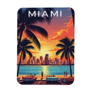 Miami Skyline Zonsondergang Magneet