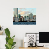 Miami skyscrapers tegen brede heldere hemel poster (Thuiskantoor)