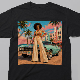 Miami Soul 1970s Retro Zwarte Vrouw T-shirt