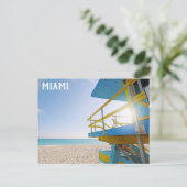 Miami South Beach Florida Lifeguard Station Reizen Briefkaart (Staand voorkant)