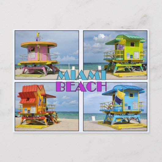 Miami South Beach Lifeguard Towers Briefkaart (Voorkant)