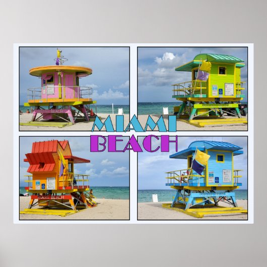 Miami South Beach Lifeguard Towers Poster (Voorkant)