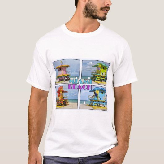 Miami South Beach Lifeguard Towers T-shirt (Voorkant)