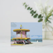 Miami South Beach Roze Lifeguard Tower Briefkaart (Staand voorkant)