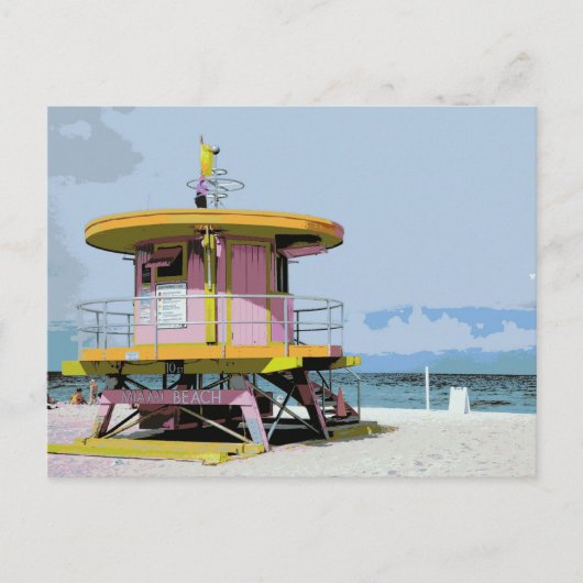 Miami South Beach Roze Lifeguard Tower Briefkaart (Voorkant)