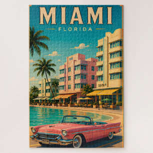 🌊 Miami South Beach Stad Retro Collectie Legpuzzel