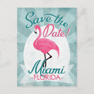 Miami sparen de Datum roze Flamingo Aankondigingskaart