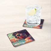 Miami Spring Break Black Woman in Pool Painting Kartonnen Onderzetters (Insitu)