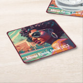 Miami Spring Break Black Woman in Pool Painting Kartonnen Onderzetters (Schuin)