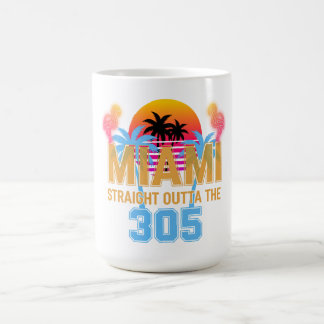 Miami Straight Outta The 305 Vintage Zonsondergang Koffiemok