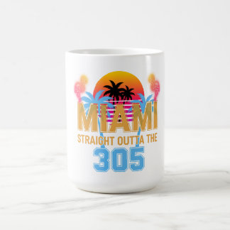Miami Straight Outta The 305 Vintage Zonsondergang Koffiemok