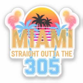 Miami Straight Outta The 305 Vintage Zonsondergang Sticker