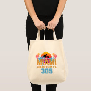 Miami Straight Outta The 305 Vintage Zonsondergang Tote Bag