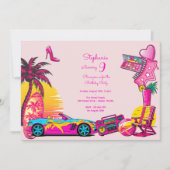 Miami strand pop roze meisje verjaardag kaart (Voorkant)