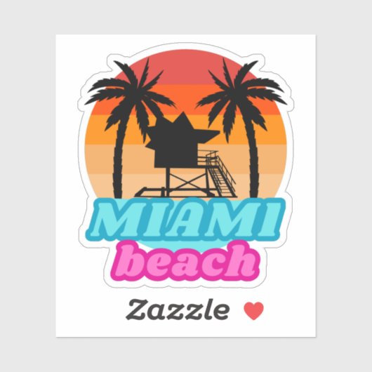 Miami strand Summer time Lifeguard tower 1 Sticker (Vel)