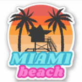 Miami strand Summer time Lifeguard tower 1 Sticker (Voorkant)