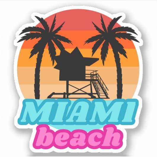 Miami strand Summer time Lifeguard tower 1 Sticker (Voorkant)