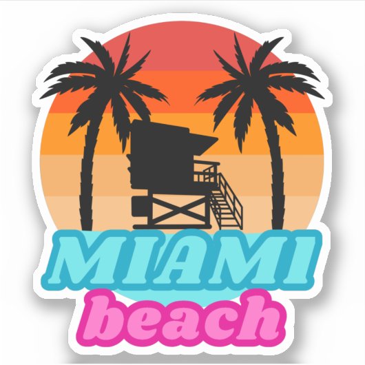 Miami strand Summer time Lifeguard tower 2 Sticker (Voorkant)