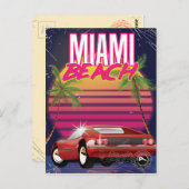 miami strand vintage poster briefkaart (Voorkant / Achterkant)