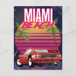 miami strand vintage poster briefkaart