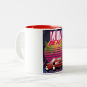 miami strand vintage poster tweekleurige koffiemok (Voorkant links)