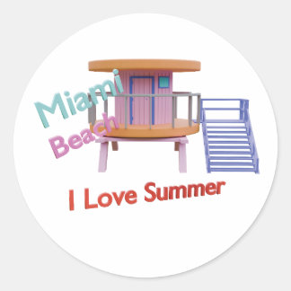 Miami strandcabine ronde sticker