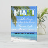 Miami Summer Girls Weekend Bachelorette Party Invi Kaart (Staand voorkant)