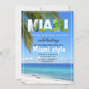 Miami Summer Girls Weekend Bachelorette Party Invi Kaart