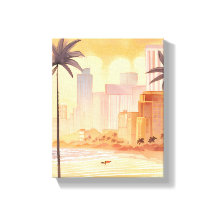 Miami Sunrise | Gele waterverf skyline schilderij