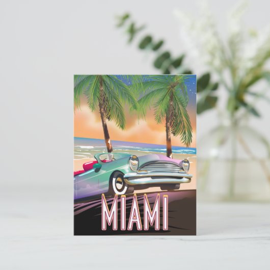 Miami sunset briefkaart (Staand voorkant)