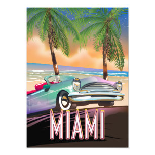 Miami sunset foto afdruk