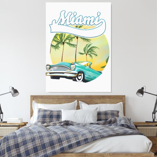 Miami Sunset logo Canvas Afdruk (Insitu (Slaapkamer))