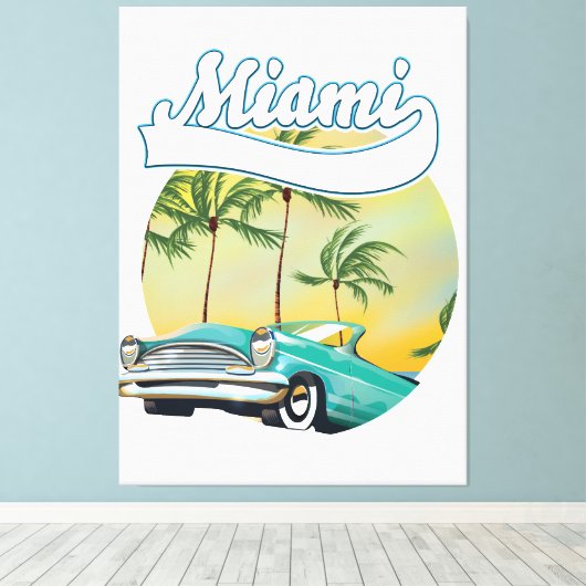 Miami Sunset logo Canvas Afdruk (Insitu (Houten vloer))