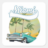 Miami Sunset logo Vierkante Sticker (Voorkant)
