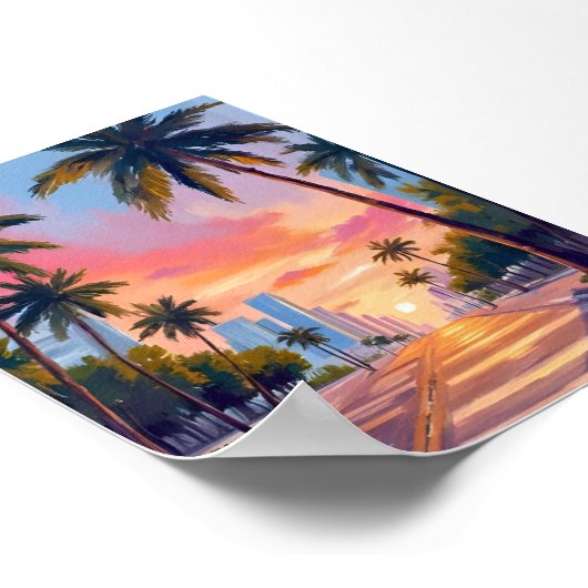 Miami Sunset Palm Trees Poster (Hoek)