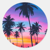 Miami sunset ronde sticker (Voorkant)