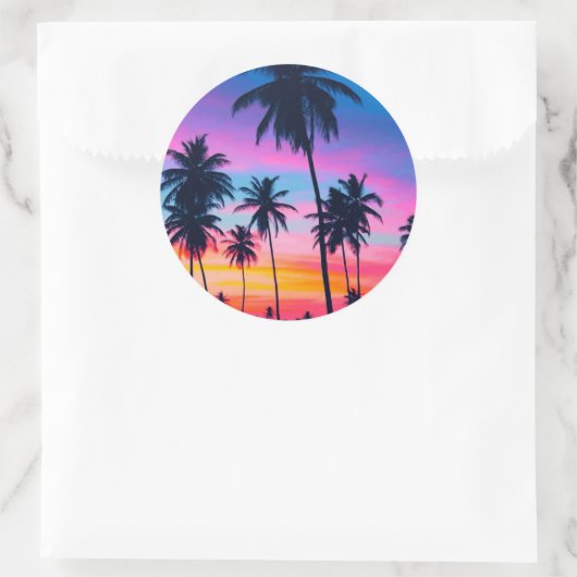 Miami sunset ronde sticker (Tas)