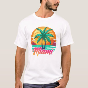 Miami Sunset Vibes - Ontwerp van tropische palmbom T-shirt