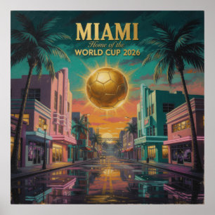 Miami Sunset Wereldbeker 2026 Voetbalposter — Art  Poster