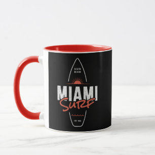 Miami Surf – Vintage Beach Sunset Surfplankontwerp Mok