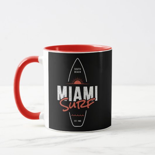 Miami Surf – Vintage Beach Sunset Surfplankontwerp Mok (Links)
