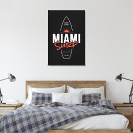 Miami Surf – Vintage strand zonsondergang surfplan Canvas Afdruk