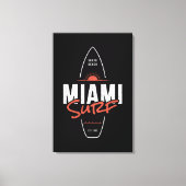 Miami Surf – Vintage strand zonsondergang surfplan Canvas Afdruk (Voorkant)