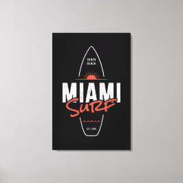 Miami Surf – Vintage strand zonsondergang surfplan Canvas Afdruk
