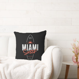 Miami Surf – Vintage strand zonsondergang surfplan Kussen