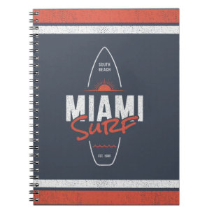 Miami Surf – Vintage strand zonsondergang surfplan Notitieboek