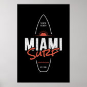 Miami Surf – Vintage strand zonsondergang surfplan Poster (Voorkant)