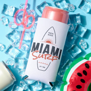 Miami Surf – Vintage strand zonsondergang surfplan Seltzer Blikjeskoeler